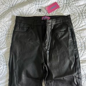NWT Edikted black leather flare pants